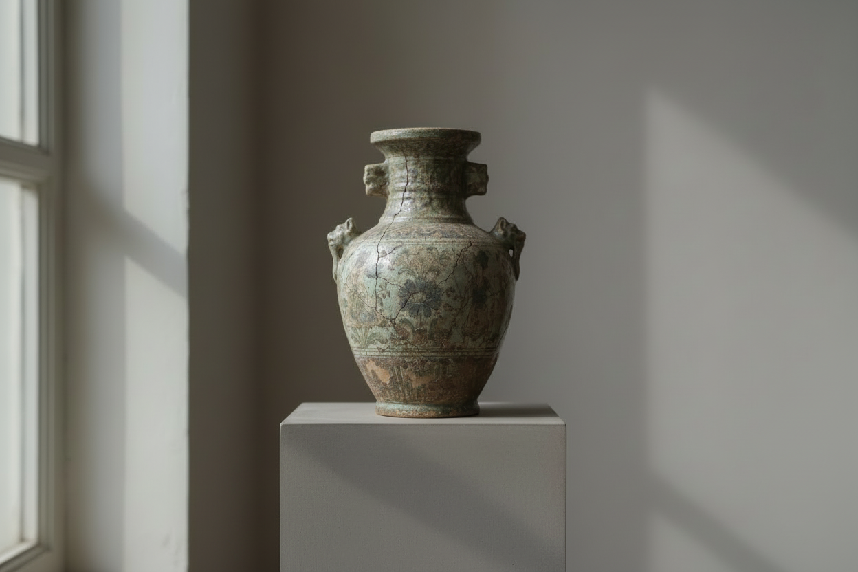 no use the other vase that you used before but the thing that s sitting on something more modern and minimalistic